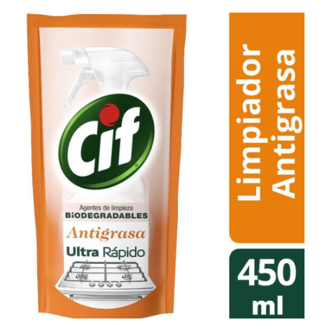 Desengrasante y Limpiador, recarga, CIF, 450ml